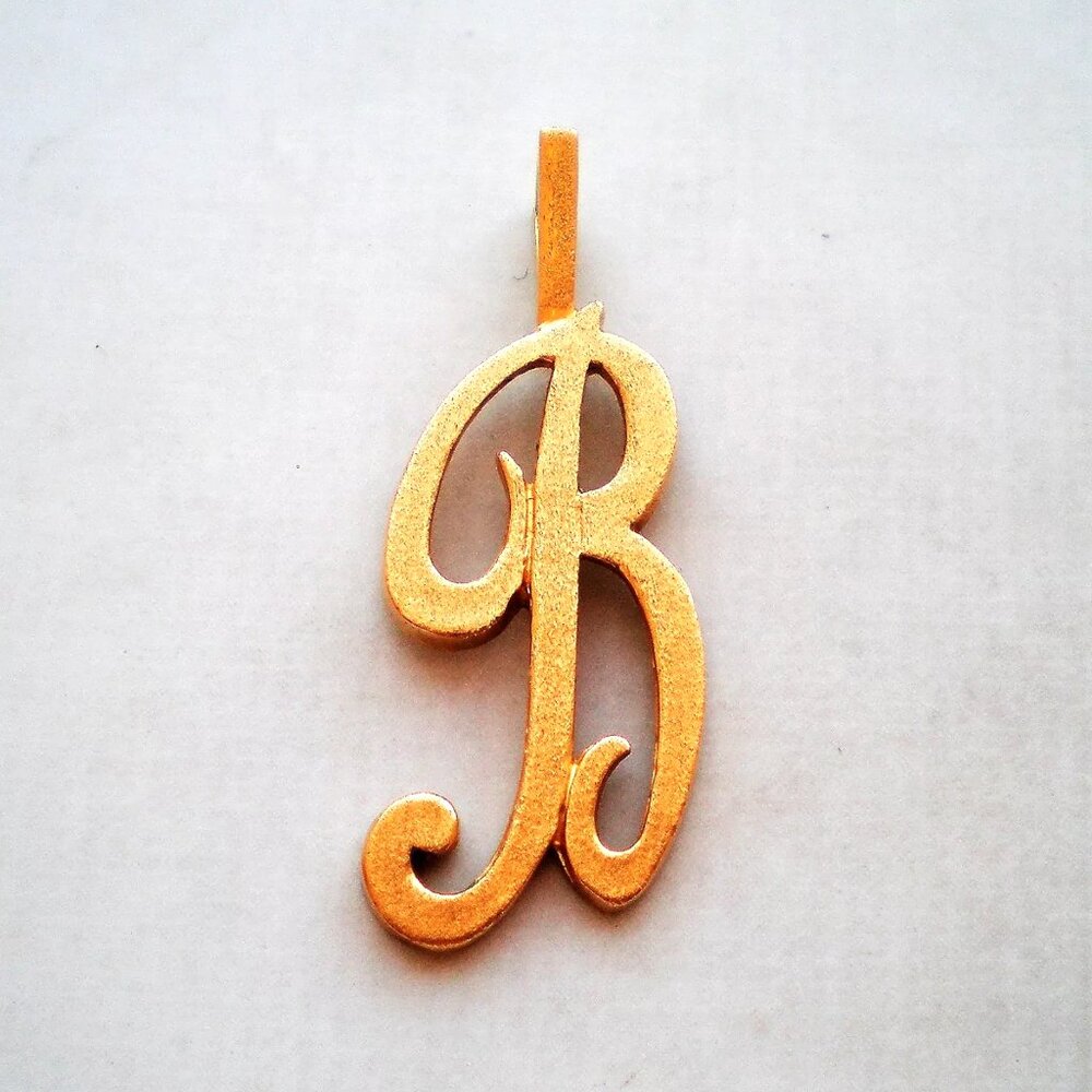 Vintage LARGE Solid 14K Yellow Gold Letter Initial Name "B" B Pendant 14kt